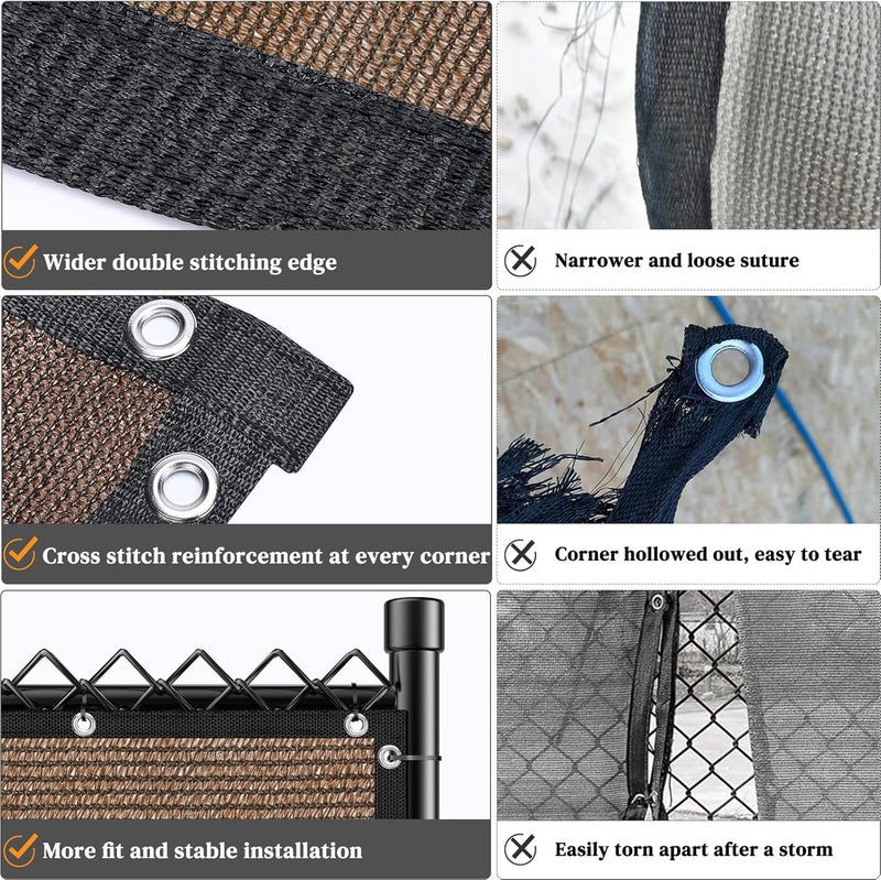 Winpull 4FT x 50FT Privacy Fence Screen Heavy Duty 170GSM Fencing Mesh Shade Net Cover Nickel-Plated Copper Grommets, 95% Blockage Privacy Fence for Outdoor Wall Garden Yard Backyard Pool (Brown) - Image 5
